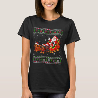 Camiseta Perros salchicha feos de Navidad Santa trineo