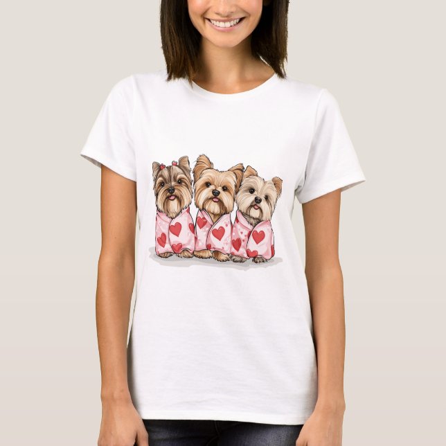 Camiseta Perros Terrier de día de San Valentín Yorkshire (Anverso)