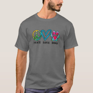 Camiseta Perros Unisex Dog Peace Love Dogs Tie Dye Dog Mom