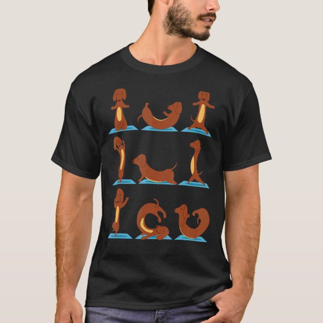 Camiseta Perros Weiner Yoga Asana Poses Masters De Meditaci (Anverso)