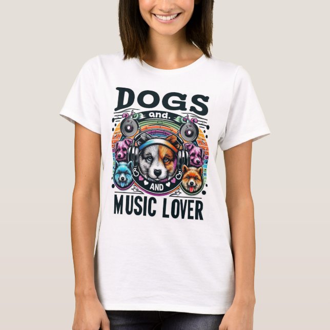 Camiseta perros y amante de la música (Anverso)