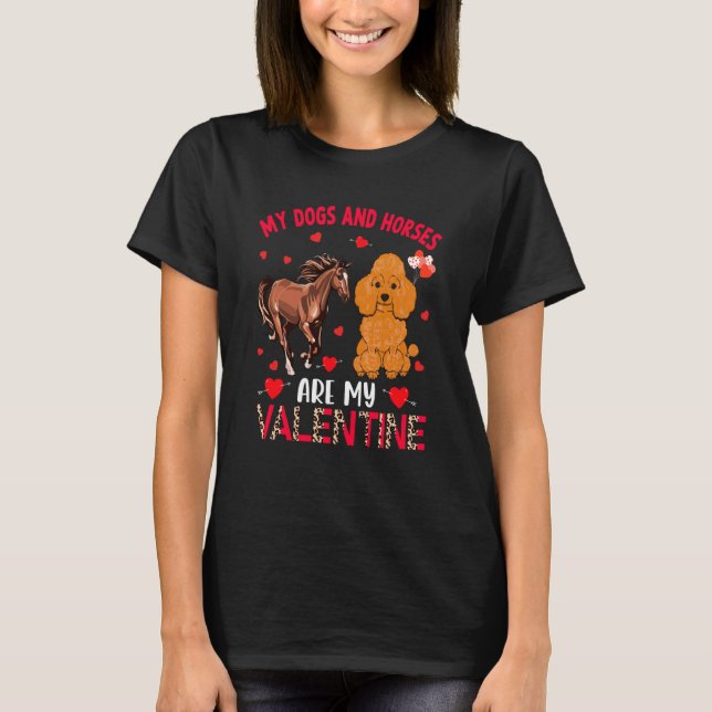 Camiseta Perros y caballos son mi valentín Caniche con caba (Anverso)