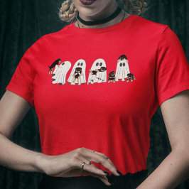 Camiseta Perros y fantasmas de Halloween Retro Groovy