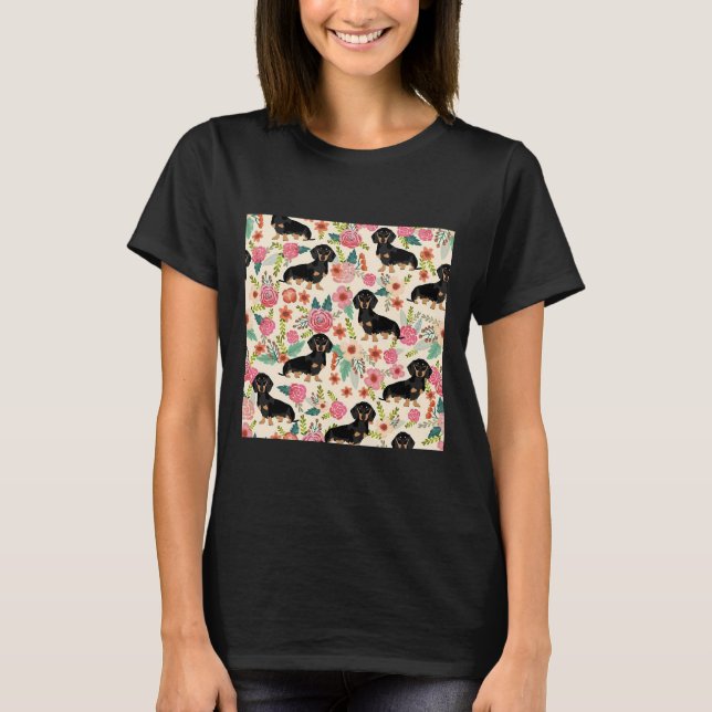 Camiseta Perros Y Flores Dachshund (Anverso)