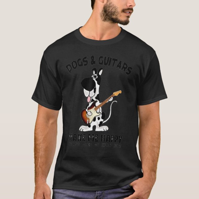 Camiseta Perros y guitares me hacen feliz a los humanos, me (Anverso)