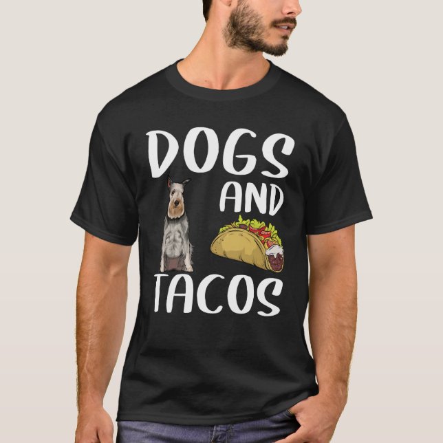 Camiseta Perros Y Tacos Comida Schnauzer Normal Mexicana (Anverso)