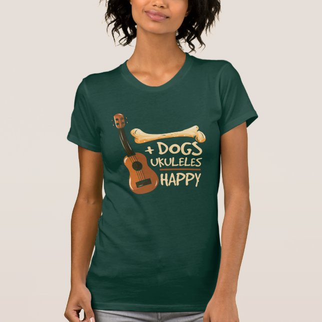 Camiseta Perros y Ukulele me hace felices regalos de Noveda (Anverso)
