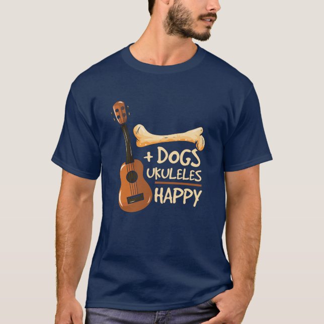 Camiseta Perros y Ukulele me hace feliz Novedad (Anverso)