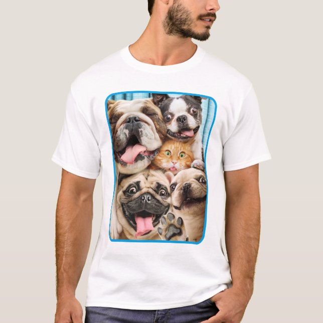 Camiseta Perros y una foto de grupo de gatos (Anverso)