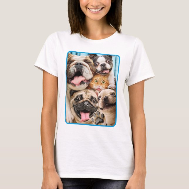 Camiseta Perros y una foto de grupo de gatos (Anverso)