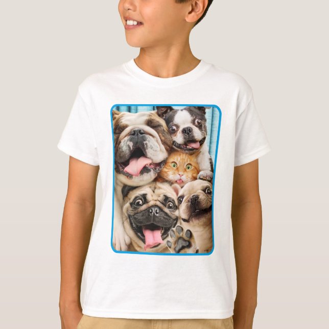 Camiseta Perros y una foto de grupo de gatos (Anverso)