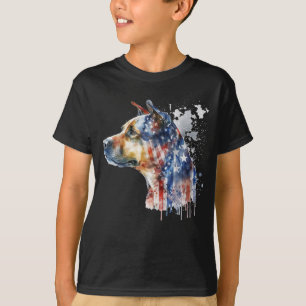 Camiseta Perrro Patriótico Acuarela Perro Guardia Americano
