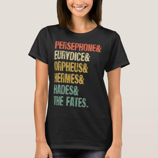 Camiseta Persephone & Eurydice & Orpheus & Hermes & Hades & (Anverso)