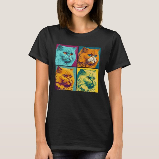 Camiseta Persian Cat Pop Illustration Colorful Animal Men (Anverso)
