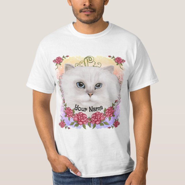 Camiseta Persian Cat Roses  (Anverso)