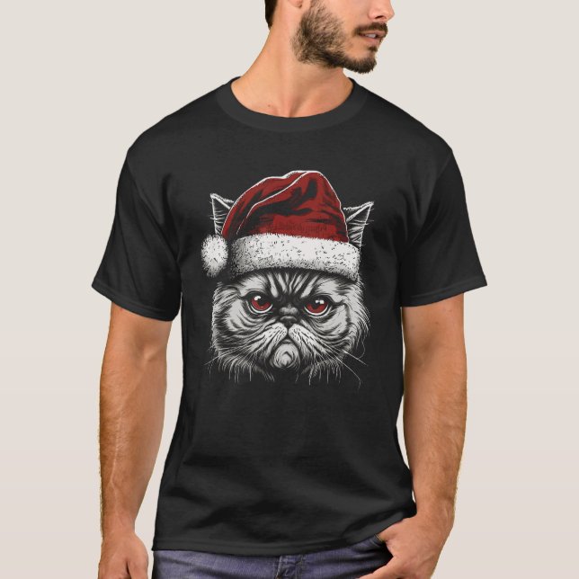 Camiseta Persian Cat with Santa Hat (Anverso)