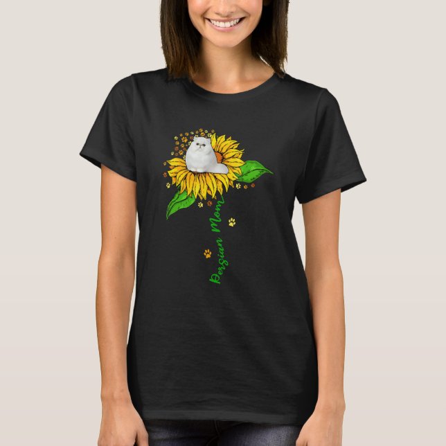 Camiseta Persian Mom Cute Cat On Sunflower Paws Lover Mothe (Anverso)