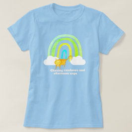 Camiseta Persiguiendo Arcoíris y Siestas Gato Naranja Adora