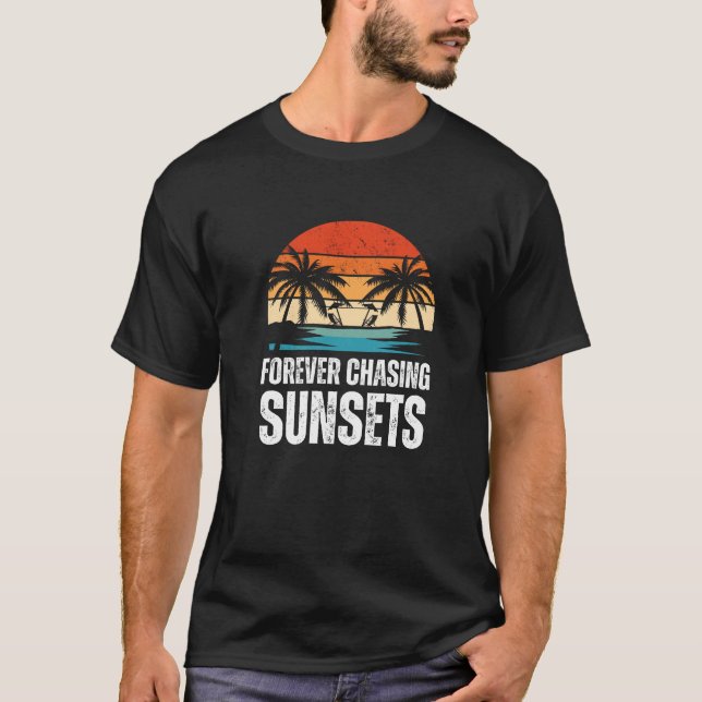 Camiseta Persiguiendo atardeceres para siempre (Anverso)