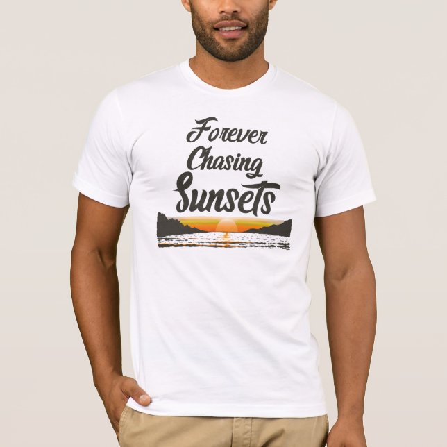 Camiseta Persiguiendo atardeceres para siempre (Anverso)