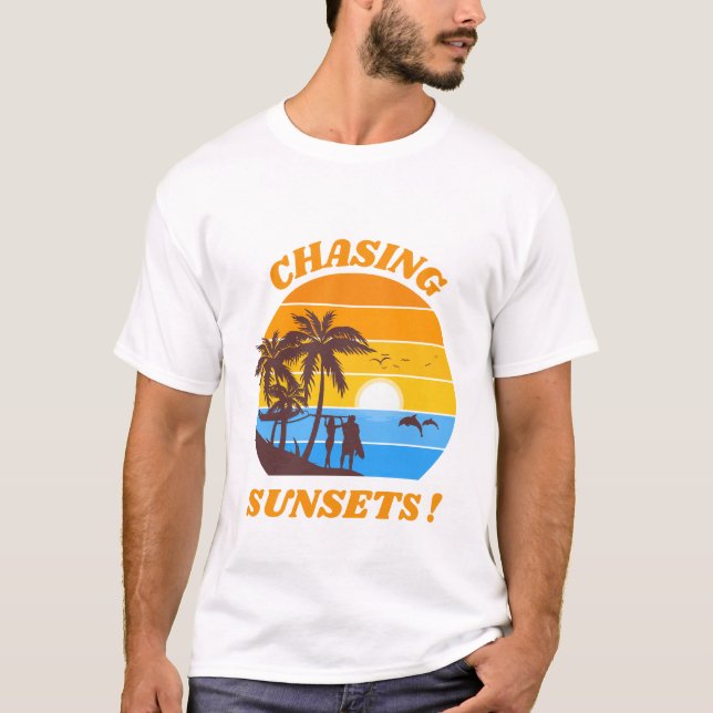 Camiseta Persiguiendo el Sunsets Trendy Sunset Beach Wear (Anverso)