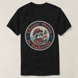Camiseta Persiguiendo olas en Oakville Mapache divertido de