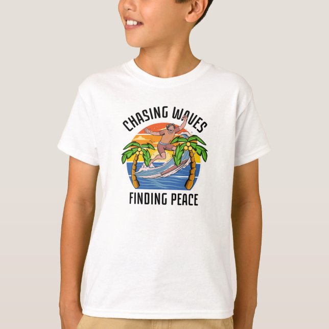 Camiseta Persiguiendo olas encontrando paz (Anverso)