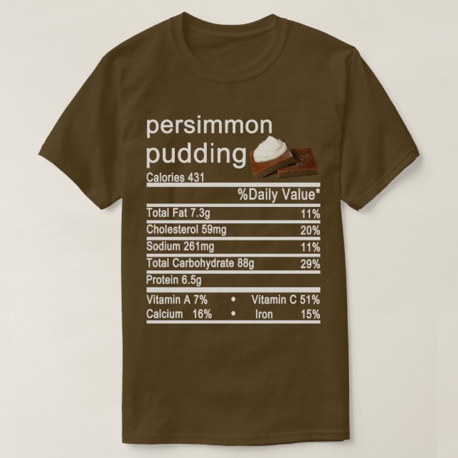 Camiseta persimmon pudding Nutrición Etiqueta de los hechos (Diseño del anverso)