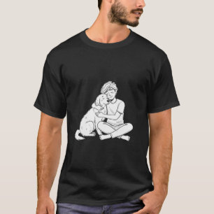 Camiseta Persona con Doodle Borroso Abrazando Perro