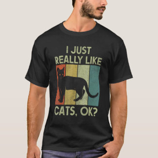 Camiseta Persona de gato Retro Me gustan mucho los gatos