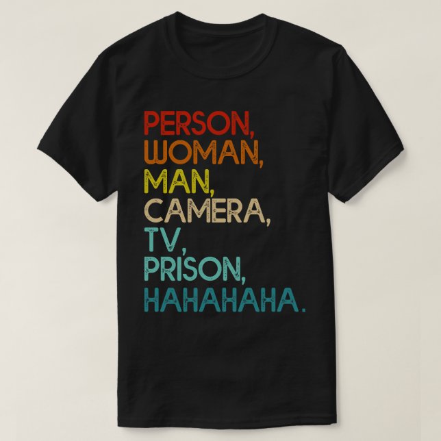 Camiseta Persona Mujer Cámara Hombre Tv Prisión Graciosa Ja (Diseño del anverso)