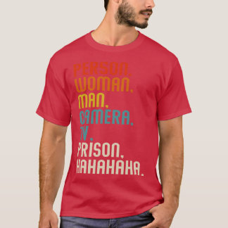 Camiseta Persona Mujer Cámara Man Tv Prisión Hahahaha Retro