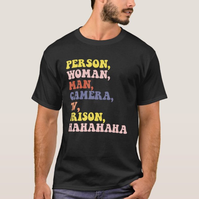Camiseta Persona, mujer, hombre, cámara, televisión, prisió (Anverso)