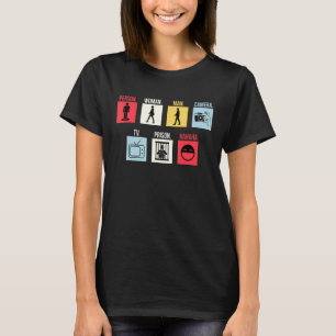 Camiseta Persona Mujer Hombre Cámara TV Prisión Hahaha Vint