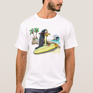 Camiseta persona que practica surf del pingüino