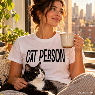 Camiseta Persona Simple Moderna de Gato Tipografía Amante d