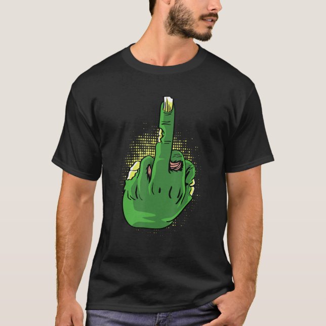 Camiseta Persona Valiente con Dedo Medio Zombie (Anverso)