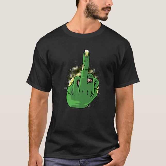 Camiseta Persona Valiente con Dedo Medio Zombie   (Anverso)