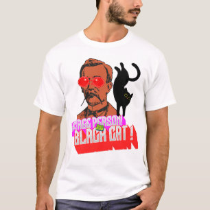 Camiseta persona vintage y gato negro