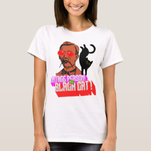 Camiseta persona vintage y gato negro