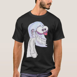 Camiseta personaje azul sonriendo con abrigo