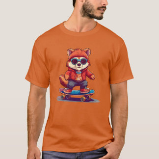 Camiseta Personaje de animal esponjoso montando un monopatí