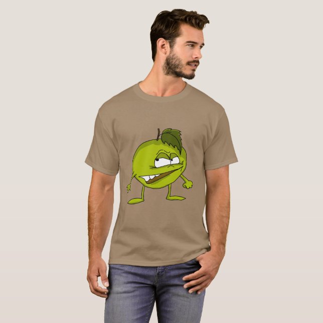 Camiseta Personaje de caricatura de manzana verde con una s (Anverso completo)