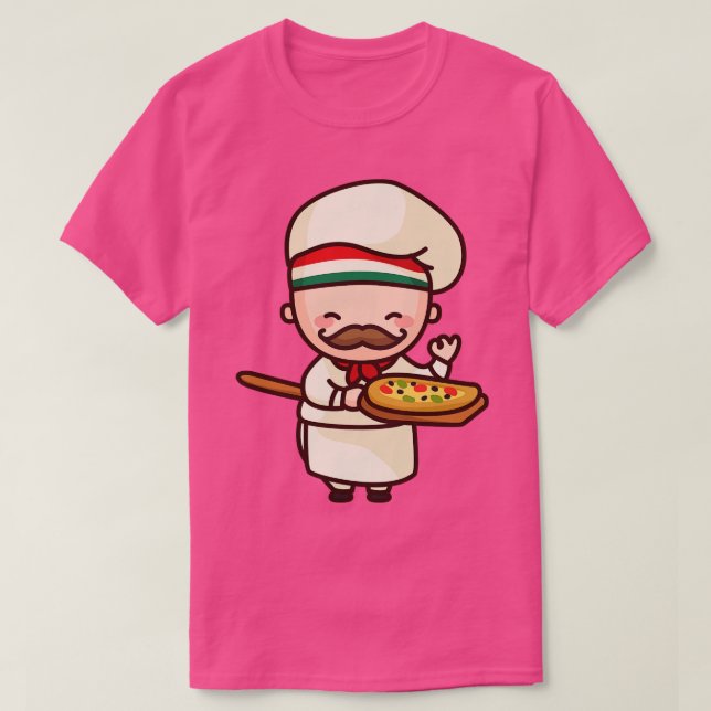 Camiseta Personaje de carne de chef de cocina italiana de P (Diseño del anverso)