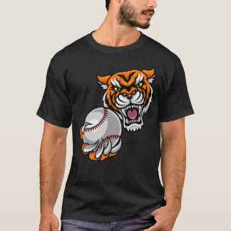 Camiseta Personaje de dibujos animados de béisbol de tigre