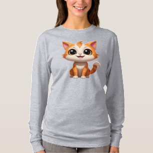 Camiseta Personaje de dibujos animados de gato naranja lind