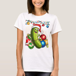 Camiseta Personaje de Dibujos Animados de Pepino de Navidad