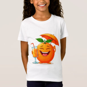 Camiseta Personaje de dibujos animados naranja feliz sosten