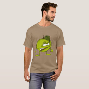 Camiseta Personaje de dibujos animados verde de la manzana