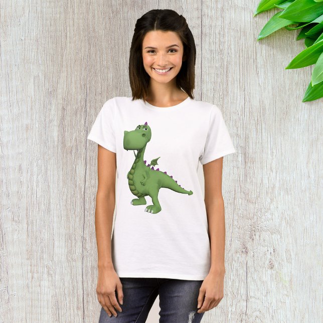 Camiseta Personaje de dinosaurio verde con púas moradas (Subido por el creador)
